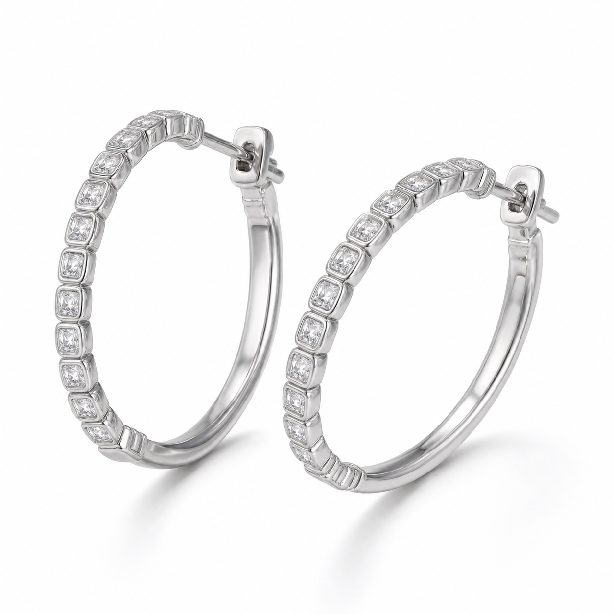 Серьги-конго с геометрической дорожкой — серебро 925, 7 г